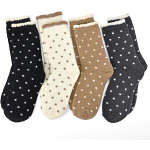 Fuzzy Slipper Socks, Super Soft Cozy Home Crew Socks for Womens Winter Warm Sleeping Slipper Socks, M