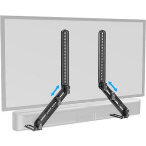ELIVED Soundbar Mount, Sound Bar TV Bracket, for Mounting Above or Under TV, Fits Most Sound Bars Up to 15 Lbs, Tool-Free Knob Adjustable, for 23-90" tvs with Detachable Extension Arms and L-Brackets (Medium)