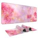 Elegant Pink Rose and Gold Marble Mouse Pad –35.43" x 15.75" Extended Desk Mat with Abstract Floral Design – Luxurious Non-Slip Surface for Office & Home Decor