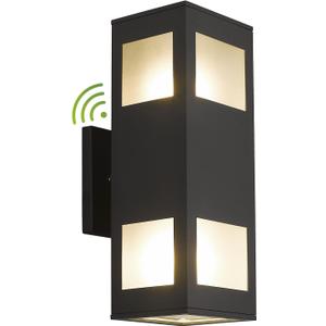 Outdoor Wall Light, Dusk to Dawn Outdoor Light Fixture, 13" Waterproof Black Outdoor Lights Modern, Large Up Down Exterior Lighting Fixture for Patio, Garage, Hallway, Doorway