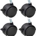 1.5 Inch M8×1.25 Threaded Stem Nylon Swivel Caster Wheels with Brake – Floor-Protecting Light-Duty Replacement for Carts, Office Chairs & Furniture, Not fit for 5/16-18(30 kg Total, 4-Pack)