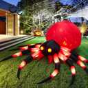 8FT Halloween Inflatables Giant Spider with 18 Built-in LED Lights and Magic Cube Light, Halloween Blowups for Yard, Garden and Lawn Outdoor Decoration (2 LEDs Each Leg) (Red)