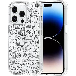 MOSNOVO Case for iPhone 14 Pro, [Buffertech 6.6ft Military-Grade Drop Protection] [Anti Peel Off Tech] Clear TPU Bumper Phone Case Cover Design - Doodle Dog