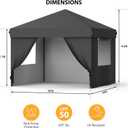 10X10 Pop Up Canopy Tent with 4 Sidewalls, Heavy Duty Commercial Instant Shelter, One-Person Quick Setup Outdoor Party Tent, Water-Resistant & Portable for Outdoor Events, Camping, Black