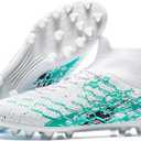 Unisex Soccer Cleats Lightweight No-Tie Lacing System Multi-Surface Football Shoes with Ankle Support for Beginners to Advanced Players 11 Women/9.5 Men, Green/White