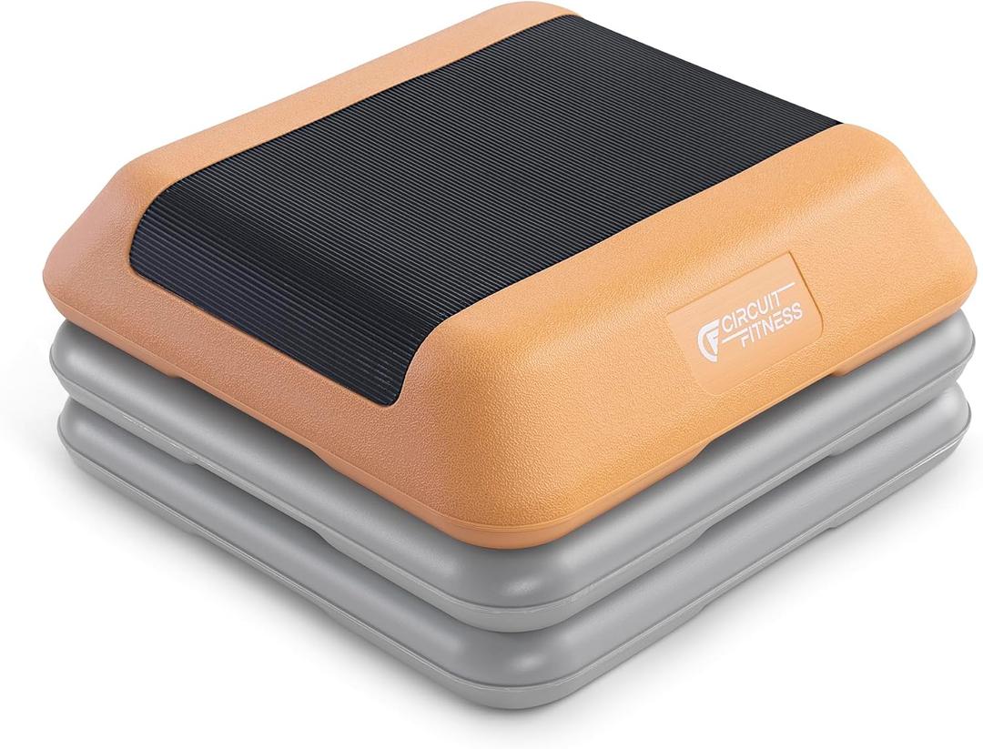 Circuit Fitness Non-Slip Step solution 16"x16", 2 Risers, Peach Fuzz 