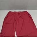 Womens Summer Capris Pants Causal Drawstring Elastic Waist Pants Lightweight Trousers Buttons Trim with Pockets Wine Red, XXL