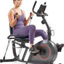 Sunny Health & Fitness Smart Recumbent Bike w/Wide Cushioned Seat & Back, Indoor Cycling Machine for Adult/Seniors Home Exercise, Free SunnyFit App Connection