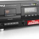 PyleUsa Dual Stereo Cassette Tape Deck-Double Cassette Recorder w/ MP3 Music Converter, RCA for Recording, Dubbing, USB, Retro Design - for Standard/CrO2 Tapes, Home Use