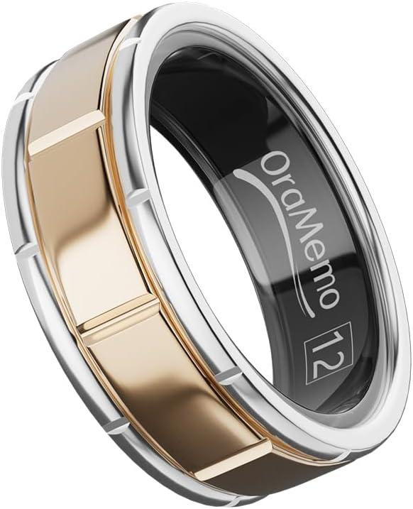 Smart Ring 1.0 for Men/Women, No Subsripition Fee, 7-8 Days Battery Life, HRV/Stress Monitoring/Sleep Track/Fitness for iOS and Android(Matte Gold & Silver, Size 12)