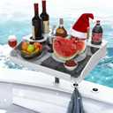 SPIRRELAB 23.2'' x 19.2'' x 4'' Utility Boat Table with Rod Holder Mount, Portable Boat Table and Boat Bar, Marine Tables for Boats with Cup Holders Storage