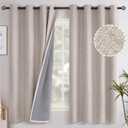 YoungsTex Linen Blackout Curtains 63 Inch Length for Bedroom, Room Darkening Window Drapes with Grommet Thermal Insulated Black Out Blinds for Living Room, 2 Panels, 52 X 63 Inch, Beige