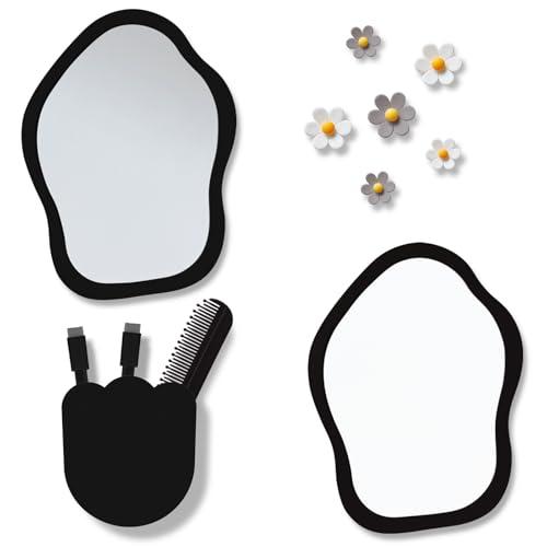 KEYDUACU 12 pcs Girls Locker Accessories, Locker Decorations Including Mirrors, whiteboards, Magnets and organizing Supplies. Ideal for Back-to-School Essentials and The Office (12 pcs-Black)