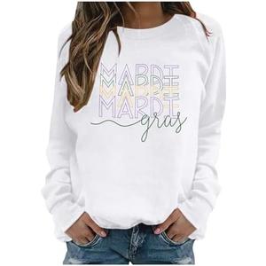 Mardi Gras Sweatshirt for Women Mardi Gras Shirt Carnival Long Sleeve Shirt Fat Tuesday Sweatshirt New Orleans Party Tees Top Size L