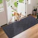 BEQHAUSE Dirt Trapper Door Mat 24" x 60", Doormat Non-Slip Entryway Rugs Washable, Dog Door Mat Stain Resistant and Absorbent Welcome Floor Mat for Front Back Door, Mud Wet Shoes & Paws, Dark Grey