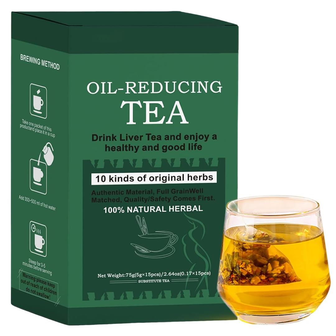 Oil-Reducing Tea, Oil Cleansing Tea for Liver Kidney, Oil Reducing Tea Herbal Chinese Tea, Mild Herbs Healthy Tea, 10 Natural Herbal with Excellent Formula, 15 Tea Bags/Box (1), BBD 04/17/2026