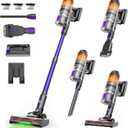 Cordless Vacuum Cleaner,500W 40KPa 120Mins Runtime with 2 Batteries,Anti-Tangle Stick Vacuum with Green Light,Rechargeable Wireless Vacuum for Pet Hair/Carpet/Hardwood Floor,Purple