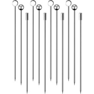 OGGI Metal Cocktail Picks Sticks 12 pcs - Stainless Steel Martini Picks, Reusable Metal Cocktail Skewers, Martini Sticks for Olives, Appetizers, Bloody Mary, 4.25" / 11cm