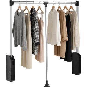 tonchean Pull Down Closet Rod, Stainless Steel 35-48 Inch Adjustable Closet Rods for Hanging Clothes Side & Back Mounted, Two-way Buffering 60Lbs Load Capacity Heavy Duty Wardrobe Lift Rail Organizer