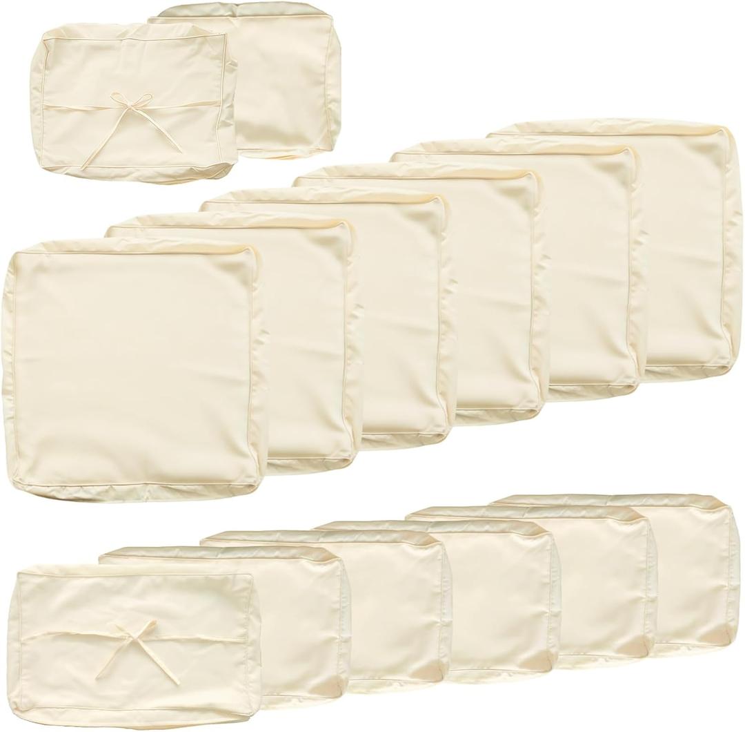14 Pcs Outdoor Cushion Slipcovers, Patio Furniture Cushion Cover Raplacement, Water-Resistant Patio Furniture Cushion Covers with Zipper (Beige, 23.6Lx23.6Wx4.33H)