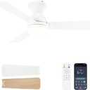 Ceiling Fans with Lights and Remote, 42 Inch Ceiling Fan with Light, Low Profile, Reversible, Dimmable LED, Flush Mount, Quiet, DC Motor, White Ceiling Fan for Bedroom, Kitchen, Dining Room