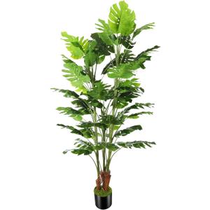 OXLLXO 6.3ft Artificial Monstera Deliciosa Tree (75in) with Plastic Nursery Pot Faux Tree, Fake Tropical Split Leaf Palm Plant for Office House Farmhouse Living Room Home Decor (Indoor/Outdoor)