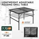WildFinder 3x2 FT Folding Grill Table, Portable Camping Table for Outside, Adjustable Height Folding Table with Desktop & Mesh Bag, Lightweight Outdoor Table for Camping, Picnic, BBQ
