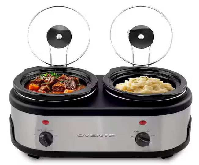 Ovente Dual Buffet Station Slow Cooker & Serving Station - Slo215br