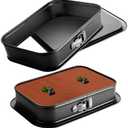 CYEAH 2 Pack Large Springform Cake Pan, 14 x 9 x 3-Inch Rectangle Cheesecake Pan, Non-Stick Baking Pan Mold with Removable Bottom for Kitchen Baking Roasting Muffin Bread Cake Brownies Bakeware