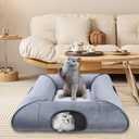 Cat Tunnel Bed, Indoor Cat Cave, Removable Cat Tunnel with Removable Soft Pad, Sturdy and Scratch Resistant, Suitable for Small and Medium Cats (Gray) Small-07