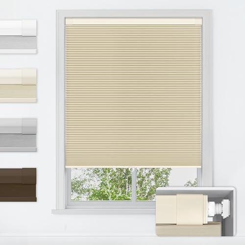  LazBlinds No Tools No Drill Cordless Cellular Shades, Blackout Light Blocking Honeycomb Shades for Home, Thermal Insulation Blinds for Windows, 23" W x 48" H, Beige : Home & Kitchen