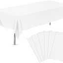 tujol White 6 Pack Plastic Table Cloth 54" x 108", Disposable Tablecloths Rectangle Table Cover, Plastic Tablecloths for Parties