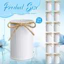 Rustic Vase for Table Centerpieces 4.33 Inch Small Petite Flower Vase with Twine Bow Vintage Farmhouse Decor for Wedding Reception Dining, Home Galvanized Metal Buckets(White,24 Pcs)