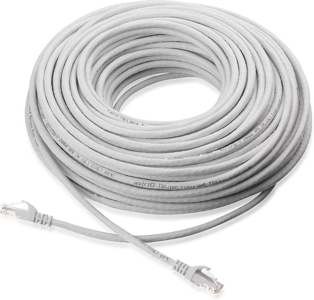 Cable Matters 1-Pack Snagless Long Cat6 Ethernet Cable (Cat6 Cable, Cat 6 Cable) in White 100 ft 