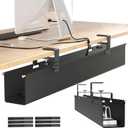 [Upgraded] Large Under Desk Cable Management Tray, Cinati Cable Management Under Desk No Drill, 28.4" Fabric Cord Hider for Wire Organizer, Cord Organizer for Office, Home - Supports Up to 30lbs Black