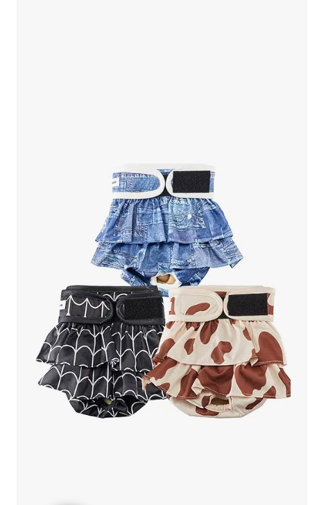 Reusable Dog Diapers Female Washable, Premium Doggie Diaper for Dogs, Pack of 3, Highly Absorbent Small Dog Diaper for Heat, Incontinence and Puppy Training(S)