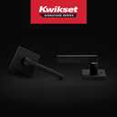 Kwikset Halifax Interior Privacy Door Handle with Lock, Door Lever For Bathroom and Bedroom, Matte Black Reversible Keyless Push Button Lock Door Lever, with Microban Protection, Square Rose