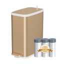 Champagne Gold Bathroom Trash Can with Lid Soft Close,1.6 Gallon Slim Garbage can,Small Metal Step Wastebasket for Office, Bedroom, Toilet, Live Room