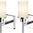 Vanity Lights Polished Chrome Bathroom Light Fixtures with White Frosted Glass Shade, Wall Sconces for Mirror Hallway Entrance, 2 Pack T001CH-L1-P2