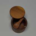 Acacia Salt Cellar with Dual Compartments, Wooden Salt Box, Kitchen Spice Keeper, with Magnetic Swivel Lids, for Salt and Pepper or Spices