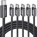 LISEN USB C Cable, 5-Pack [6.6FT] USBC to USBC Cable for iPhone 16e 15 Pro Max Charger Cord, 60W (3.1A) C to C Cable Fast Charging for Samsung S25/S24/23, Switch 2, iPad, MacBook,Black