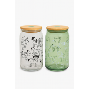 Forever Friends Soda Can Glass Sipper Clear w/ Dogs (Without Straw)