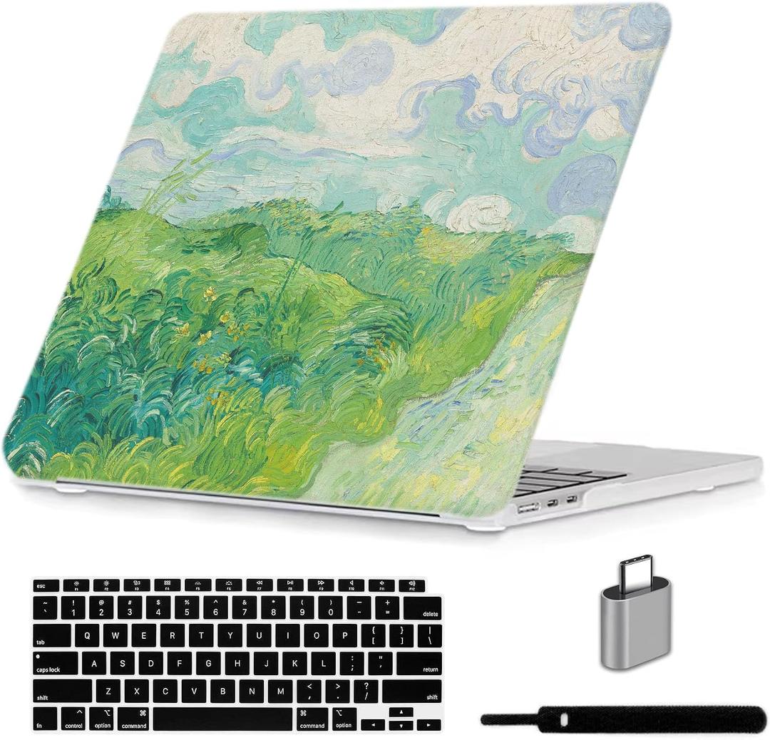 LanBaiLan Compatible with MacBook Air 13 inch Case M5 2026 M4 2025 M3 M2 2024-2022 A3449 A3240 A3113 A2681, 13.6 Plastic Hard Shell Case & Keyboard Cover, Grassland