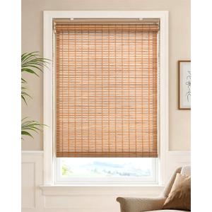 LazBlinds Cordless Bamboo Roller Shades, 70" W x 70" H, Squirrel