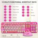 SkyGive Wireless Keyboard and Mouse Combo, Ergonomic Full Size Typewriter Retro Round Keycaps Keyboard, Compatible with Windows, PC, Perfer for Home and Office Keyboards Red