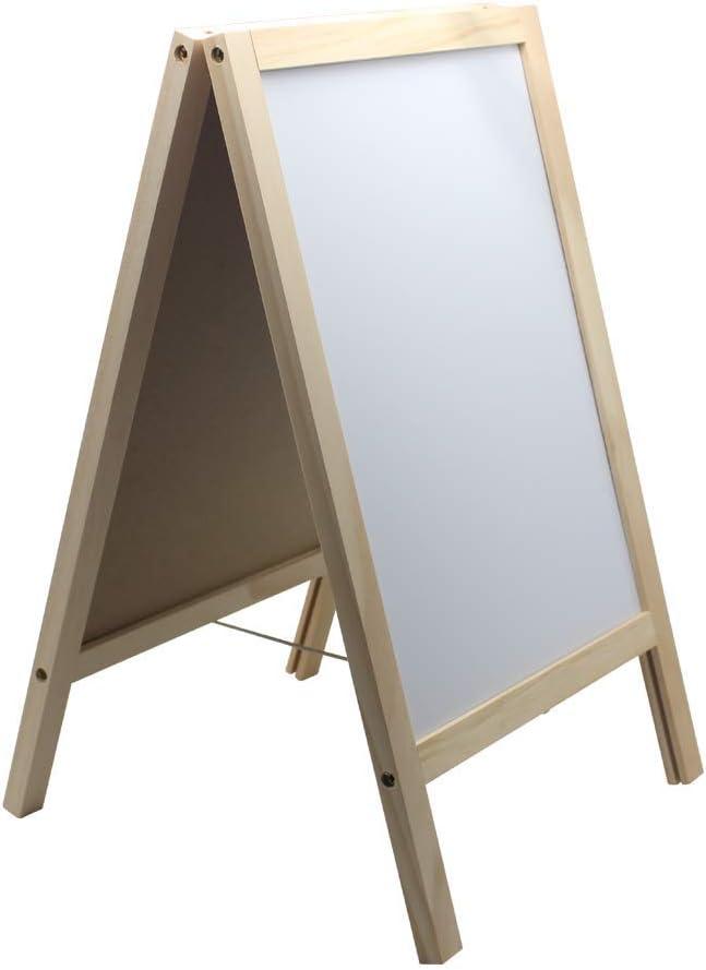 Wooden Freestanding A Frame Non Magnetic Chalkboard and Magnetic Dry Erase White Board Display Sign, Double Sided Tabletop Message Board for Home, Office and Counter 10"W x 15.6"H, White&black