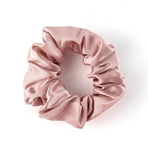 Bunnikins & Clover Silk Scrunchies for Hair Sleep, 100% Mulberry Silk Hair Ties for Curly Hair with Elastic Band, Elastic Hair Tie Scrunchies for Women Girls, Pink