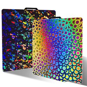 Bamboo Holographic Build Plate 257X257mm for Bambu Lab P2S/P1S/P1P/X1C/X1/X1E/A1, Double Sided Kaleidoscopic & Flake Patterns Flexible Removable Spring Steel Heated Printing Bed Platform