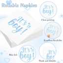Qinyoung 218 Pcs Baby Shower Plates and Napkin Set Serve 24 Baby Boy Shower Decorations Set Includes Blue Boy Paper Plates Napkins Cups Cutlery for Gender Reveal Birthday Party
