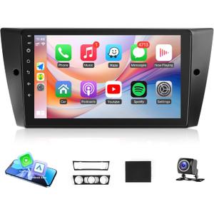 Car Radio for BMW 3 Series 328i 335i 325i (E90/E92/E93) 2005-2011 Stereo Replacement Compatible with Apple Wireless CarPlay Android Auto, 9'' Touchscreen Bluetooth GPS Navi WiFi Backup Camera
